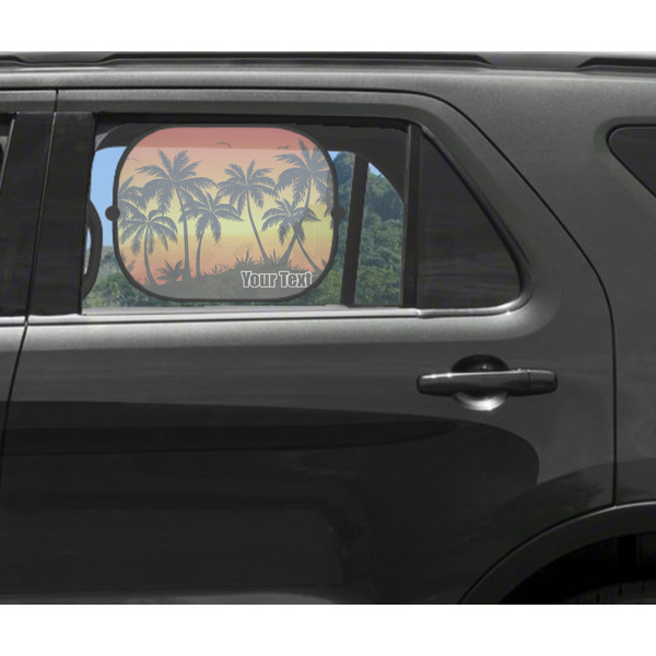 Tropical Sunset Car Sun Shade Black - In Car Window