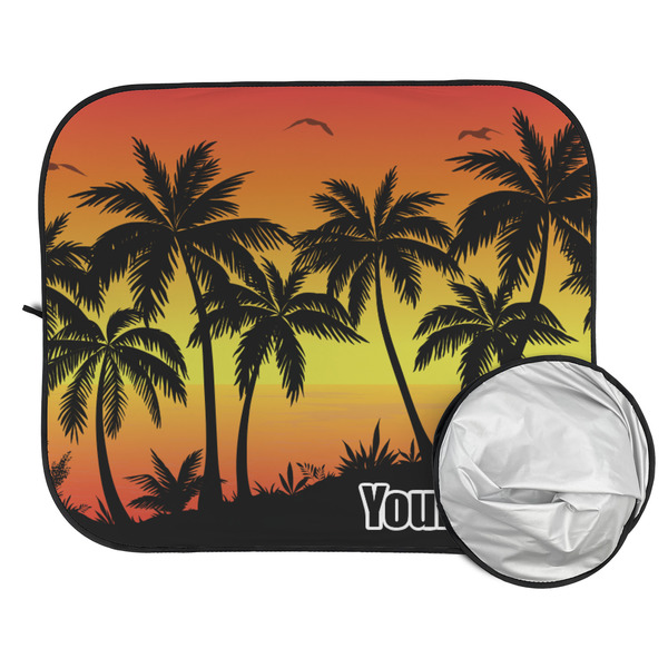 Tropical Sunset Car Sun Shades - FOLDED & UNFOLDED