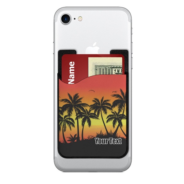 Custom Tropical Sunset 2-in-1 Cell Phone Credit Card Holder & Screen Cleaner (Personalized)
