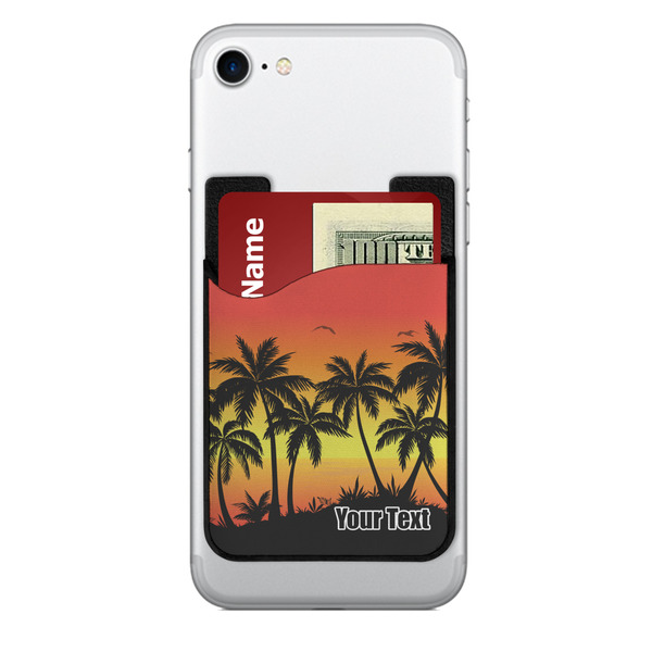 Custom Tropical Sunset 2-in-1 Cell Phone Credit Card Holder & Screen Cleaner (Personalized)