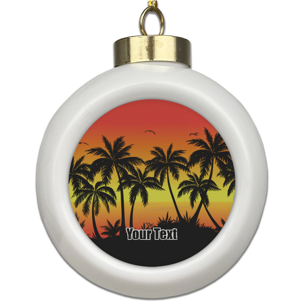 Custom Tropical Sunset Ceramic Ball Ornament (Personalized)