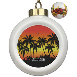 Tropical Sunset Ceramic Ball Ornaments - Poinsettia Garland (Personalized)