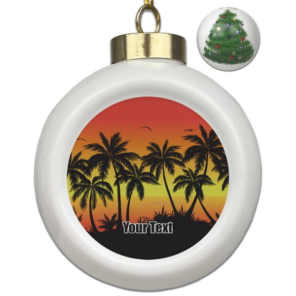 Custom Tropical Sunset Ceramic Ball Ornament - Christmas Tree (Personalized)