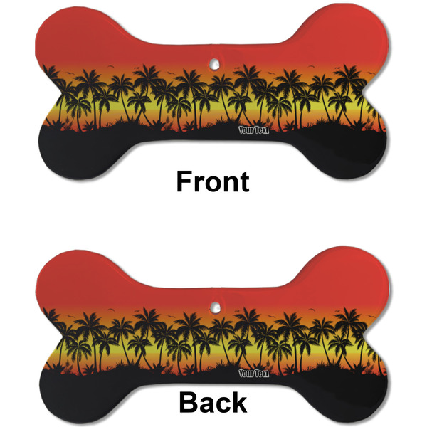 Tropical Sunset Ceramic Flat Ornament - Bone Front & Back (APPROVAL)