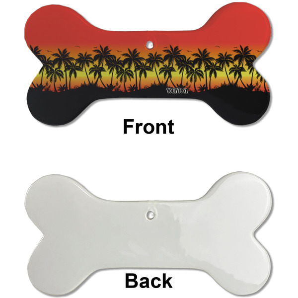 Tropical Sunset Ceramic Flat Ornament - Bone Front & Back Single Print (APPROVAL)
