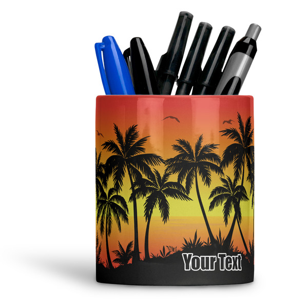Custom Tropical Sunset Ceramic Pen Holder