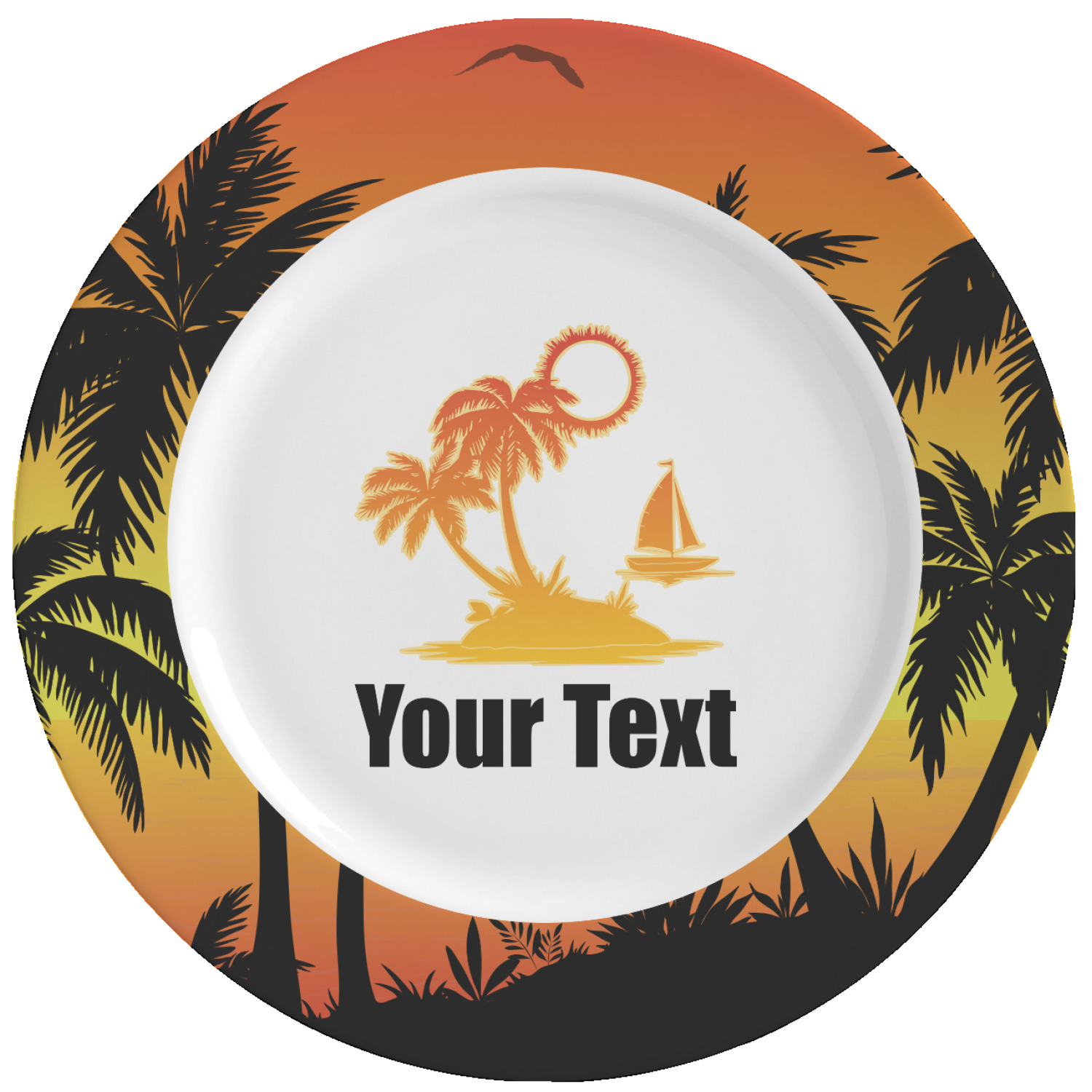 Tropical Sunset Ceramic Dinner Plates (Set of 4) (Personalized