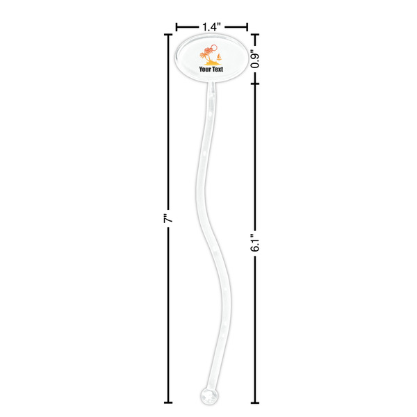 Tropical Sunset Clear Plastic 7" Stir Stick - Oval - Dimensions