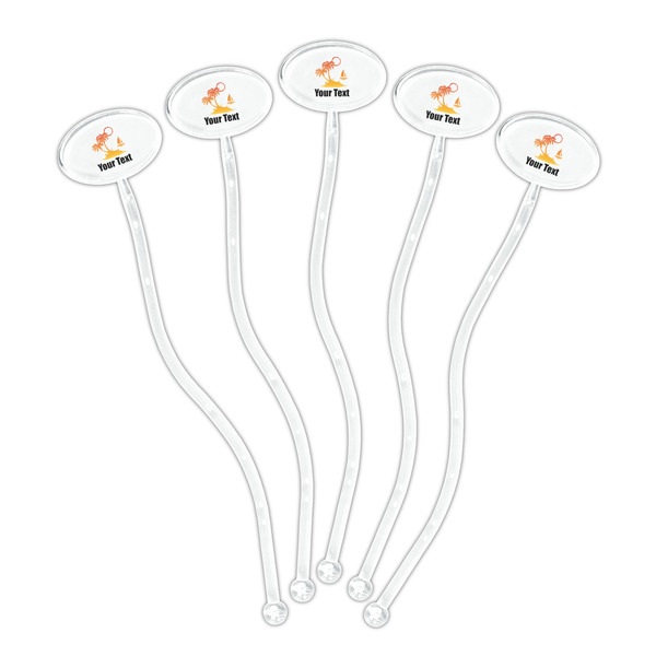 Tropical Sunset Clear Plastic 7" Stir Stick - Oval - Fan