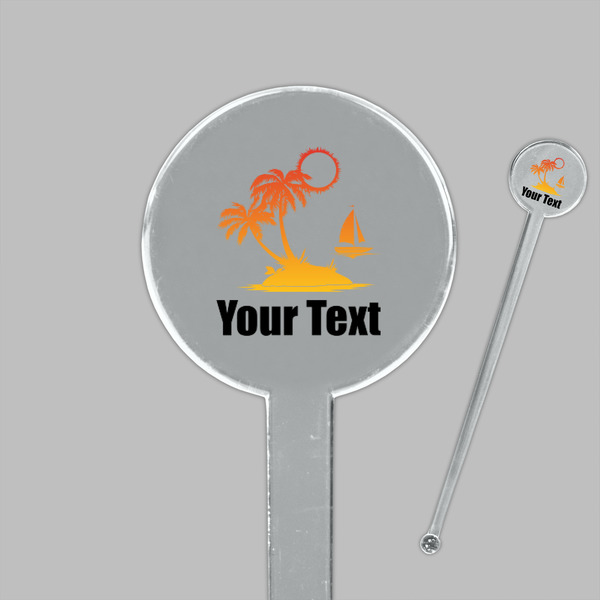 Tropical Sunset Clear Plastic 7" Stir Stick - Round - Closeup