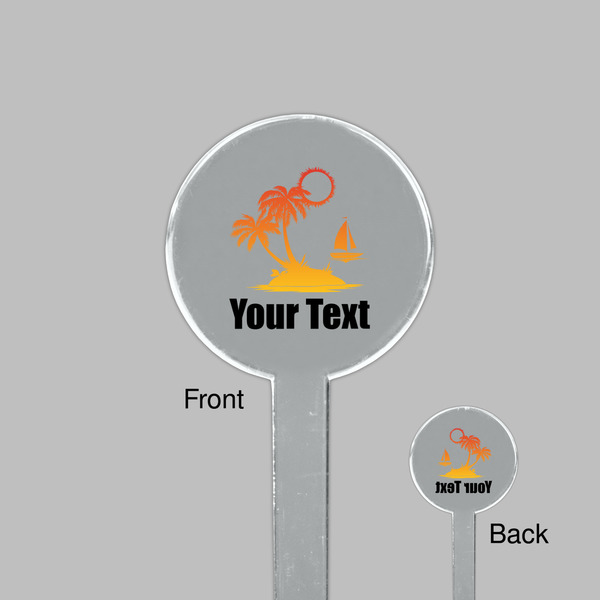 Tropical Sunset Clear Plastic 7" Stir Stick - Round - Front & Back