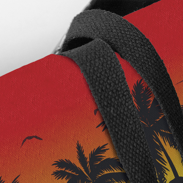 Tropical Sunset Closeup of Tote w/Black Handles