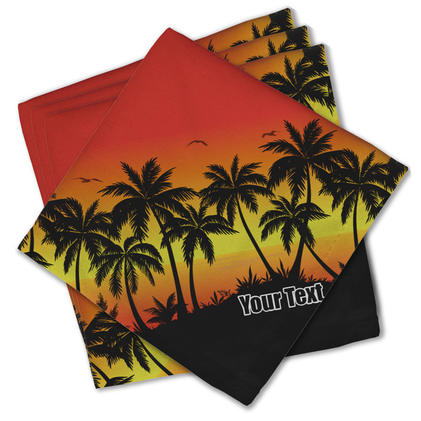 Custom Tropical Sunset Cloth Cocktail Napkins - Set of 4 w/ Name or Text