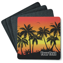 Tropical Sunset Square Rubber Backed Coasters - Set of 4 (Personalized)