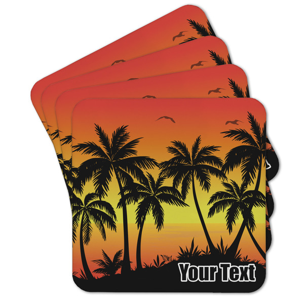 Custom Tropical Sunset Cork Coaster - Set of 4 w/ Name or Text