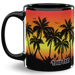 Tropical Sunset 11 Oz Coffee Mug - Black (Personalized)