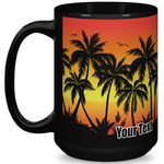 Tropical Sunset 15 Oz Coffee Mug - Black (Personalized)