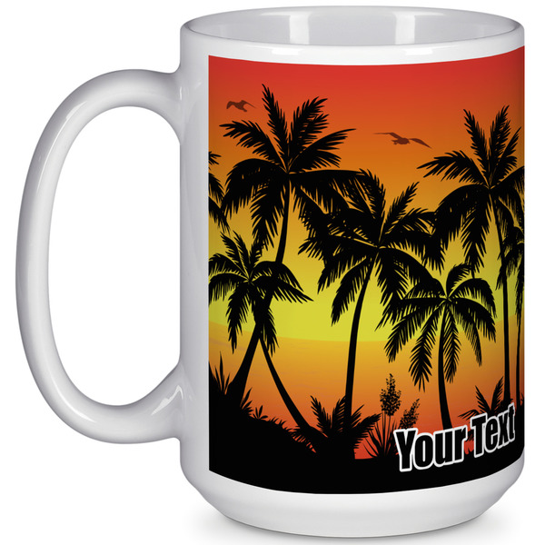 Custom Tropical Sunset 15 Oz Coffee Mug - White (Personalized)