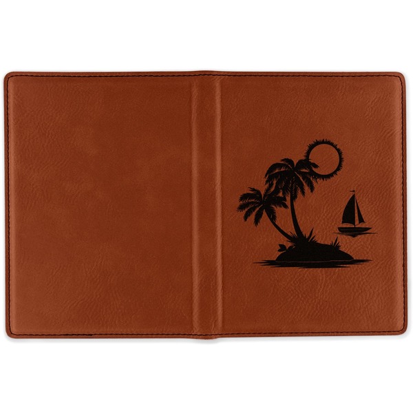 Tropical Sunset Cognac Leather Passport Holder Outside Single Sided - Apvl