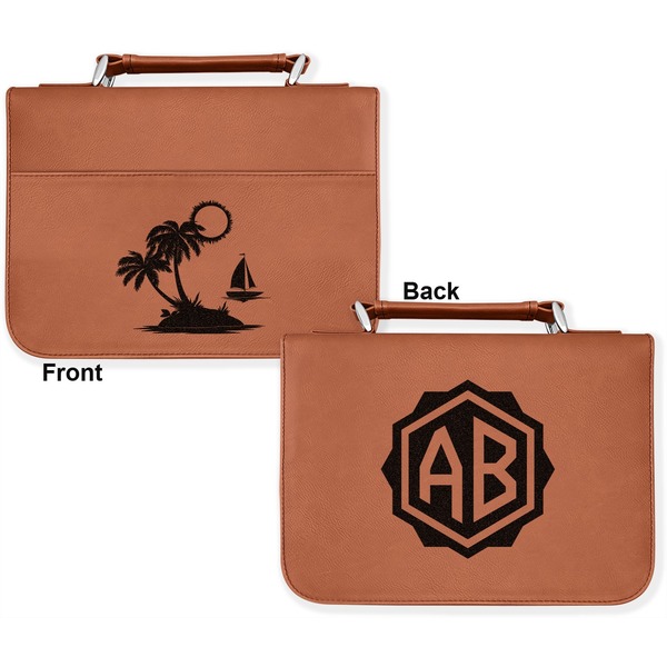 Tropical Sunset Cognac Leatherette Bible Covers - Large Double Sided Apvl