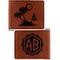 Tropical Sunset Cognac Leatherette Bifold Wallets - Front and Back