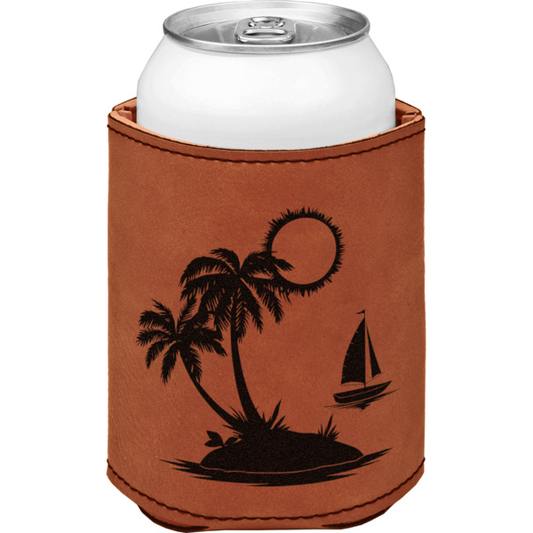 Custom Tropical Sunset Leatherette Can Sleeve - Double Sided (Personalized)