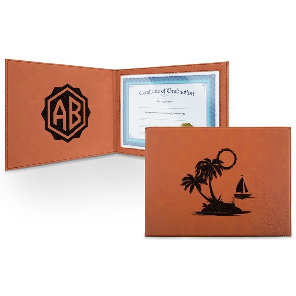 Custom Tropical Sunset Leatherette Certificate Holder