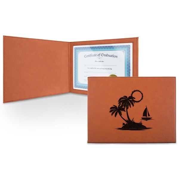 Custom Tropical Sunset Leatherette Certificate Holder - Front