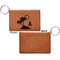 Tropical Sunset Cognac Leatherette Keychain ID Holders - Front Apvl
