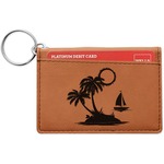 Tropical Sunset Leatherette Keychain ID Holder - Double Sided (Personalized)