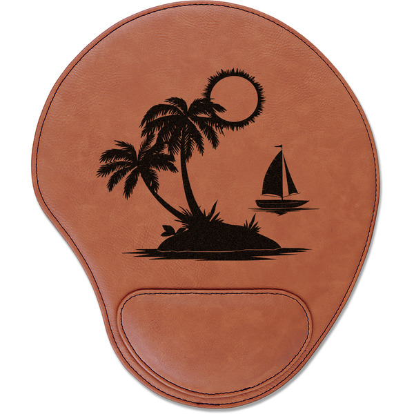 Custom Tropical Sunset Leatherette Mouse Pad with Wrist Support