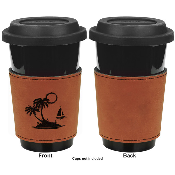 Tropical Sunset Cognac Leatherette Mug Sleeve - Single Sided Apvl
