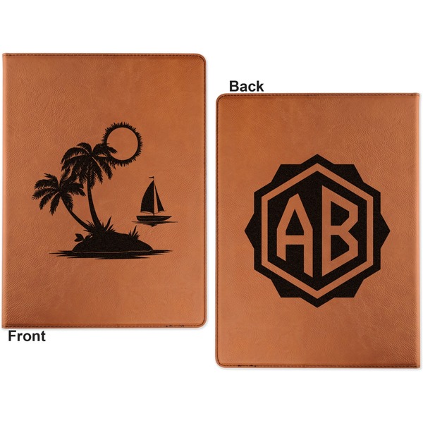 Tropical Sunset Cognac Leatherette Portfolios with Notepad - Small - Double Sided- Apvl