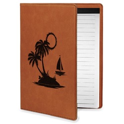 Tropical Sunset Leatherette Portfolio with Notepad - Small - Double Sided (Personalized)