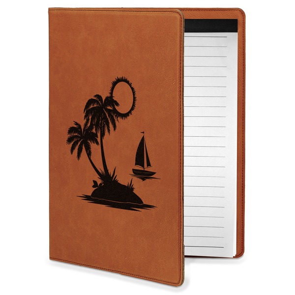 Custom Tropical Sunset Leatherette Portfolio with Notepad - Small - Double Sided (Personalized)