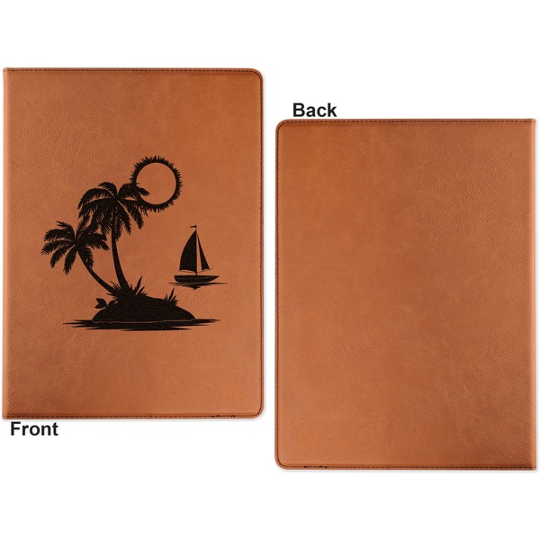 Tropical Sunset Cognac Leatherette Portfolios with Notepad - Small - Single Sided- Apvl