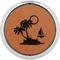 Tropical Sunset Cognac Leatherette Round Coasters w/ Silver Edge - Single