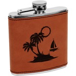 Tropical Sunset Leatherette Wrapped Stainless Steel Flask