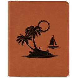Tropical Sunset Leatherette Zipper Portfolio with Notepad - Double Sided (Personalized)