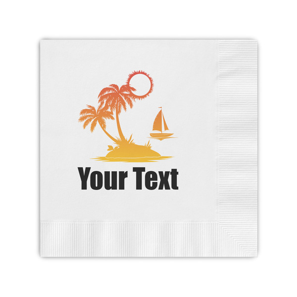 Custom Tropical Sunset Coined Cocktail Napkins (Personalized)