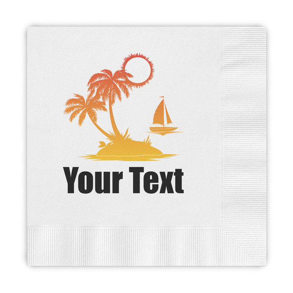 Custom Tropical Sunset Embossed Decorative Napkins (Personalized)