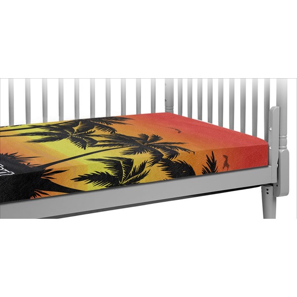 Custom Tropical Sunset Crib Fitted Sheet (Personalized)