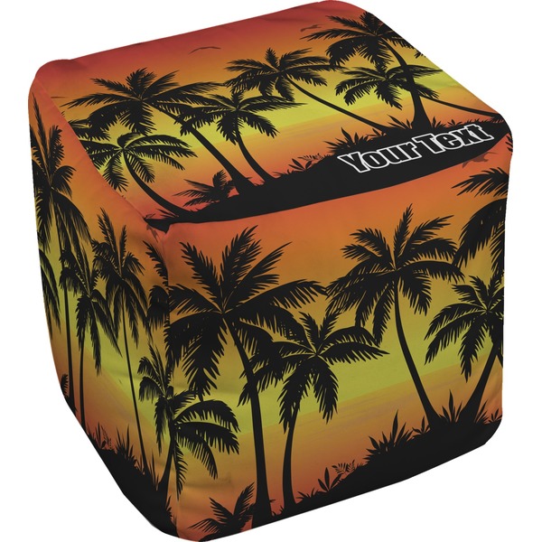 Custom Tropical Sunset Cube Pouf Ottoman (Personalized)