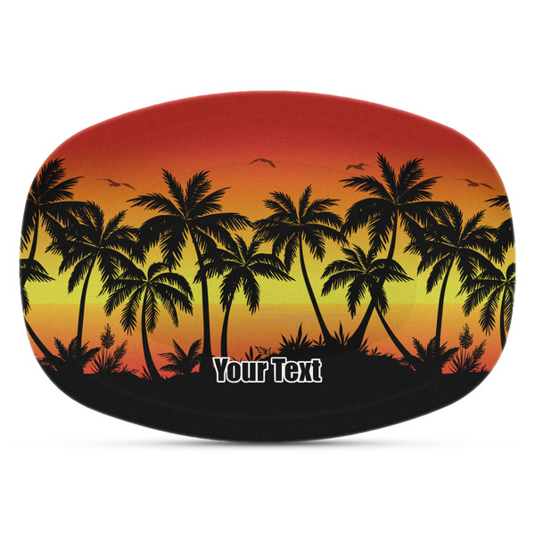 Custom Tropical Sunset Plastic Platter - Microwave & Oven Safe Composite Polymer (Personalized)