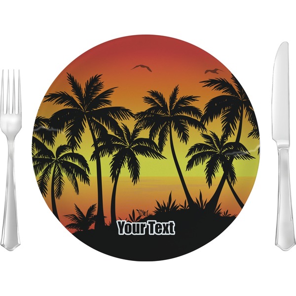 Custom Tropical Sunset 10" Glass Lunch / Dinner Plates - Single or Set (Personalized)