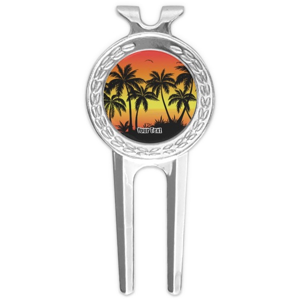 Custom Tropical Sunset Golf Divot Tool & Ball Marker (Personalized)