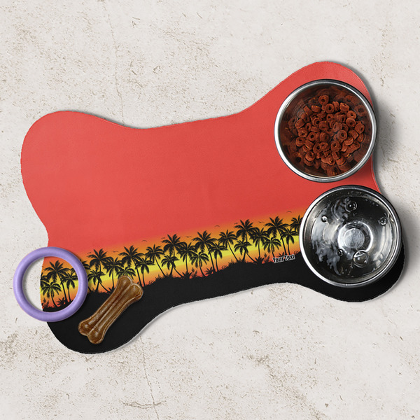 Tropical Sunset Dog Bone Shaped Mat Lifestyle