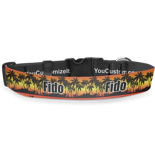 Custom Tropical Sunset Deluxe Dog Collar - Small (8.5" to 12.5") (Personalized)
