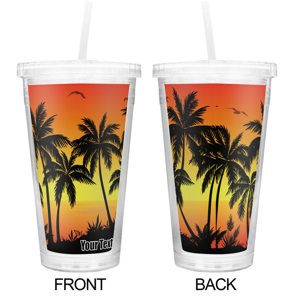 Tropical Sunset Double Wall Tumbler with Straw - Approval