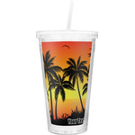 Tropical Sunset Double Wall Tumbler with Straw (Personalized)